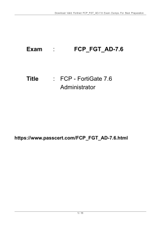 FCP_FGT_AD-7.6 FCP - FortiGate 7.6 Administrator Dumps