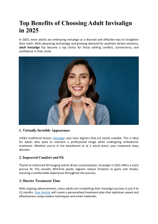 Top Benefits of Choosing Adult Invisalign in 2025