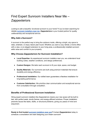 Find Expert Sunroom Installers Near Me – Zappexteriors