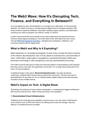 The Web3 Wave How It’s Disrupting Tech, Finance, and Everything In Between!!!