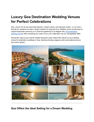 Luxury Goa Destination Wedding Venues for Perfect Celebrations