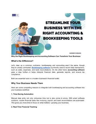Why the Right Bookkeeping and Accounting Software Can Transform Your Business