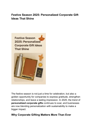 Festive Season 2025_ Personalized Corporate Gift Ideas That Shine