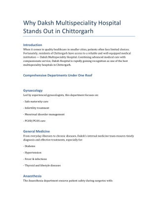 Best Hospital in Chittorgarh with Multispecialty Medical Services