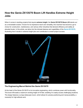 How the Genie ZX13570 Boom Lift Handles Extreme Height Jobs