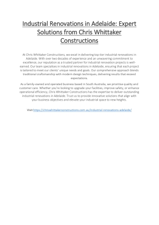 Industrial Renovations Adelaide