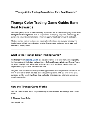 _Tiranga Color Trading Game Guide_ Earn Real Rewards_