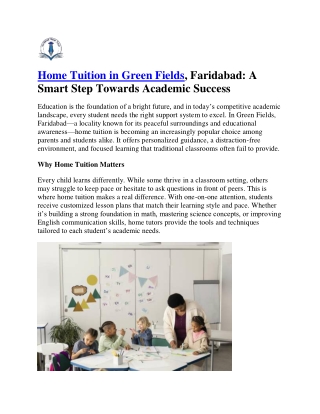 Home Tuition in Green Fields Faridabad