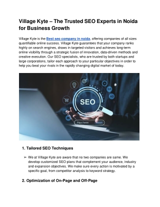 Village Kyte – The Trusted SEO Experts in Noida for Business Growth