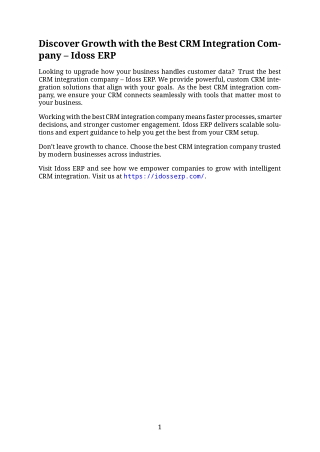 Discover Growth with the Best CRM Integration Company – Idoss ERP