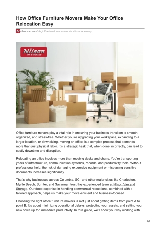 How Office Furniture Movers Make Your Office Relocation Easy