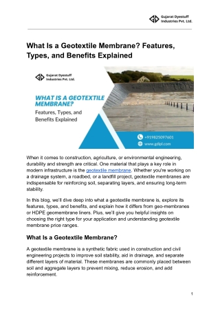 What Is a Geotextile Membrane_ Features, Types, and Benefits Explained