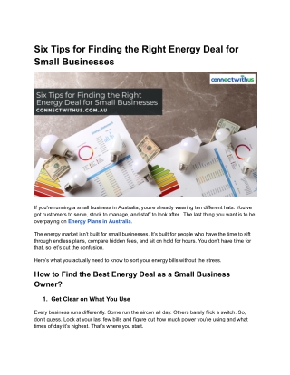 Six Tips for Finding the Right Energy Deal for Small Businesses