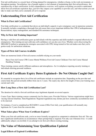 First Aid Certification Expiration Dates Discussed-- Do Not Obtain Caught Out!