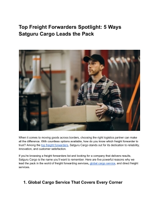 Top Freight Forwarders Spotlight: 5 Ways Satguru Cargo Leads the Pack