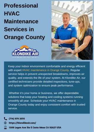 Professional HVAC Maintenance Services in Orange County