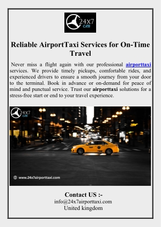 Reliable AirportTaxi Services for On-Time Travel