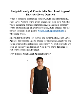 Budget-Friendly & Comfortable Next Level Apparel Shirts for Every Occasion