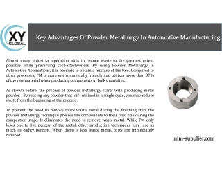 Key Advantages Of Powder Metallurgy In Automotive Manufacturing
