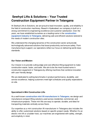 Sewhyd Lifts & Solutions – Your Trusted Construction Equipment Partner in Telangana (1)