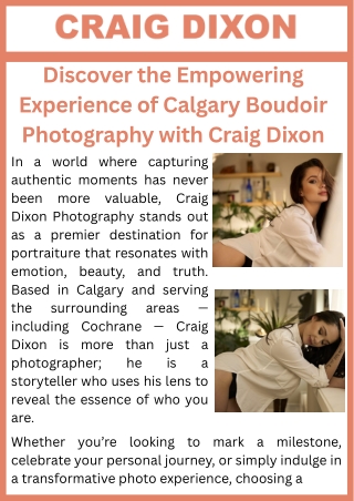Discover the Empowering Experience of Calgary Boudoir Photography with Craig Dixon