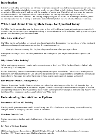 White Card Online Training Made Easy-- Obtain Licensed Today!