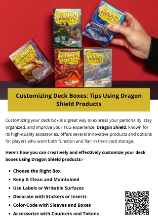 Customizing Deck Boxes Tips Using Dragon Shield Products