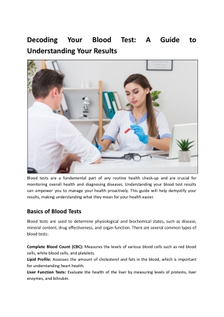 Decoding Your Blood Test: A Guide to Understanding Your Results