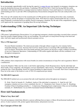 Incorporating CPR and First Aid: A Total Life-Saving Skill Set