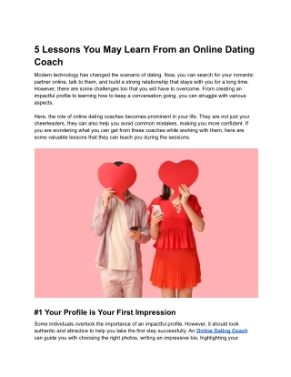 5 Lessons You May Learn From an Online Dating Coach