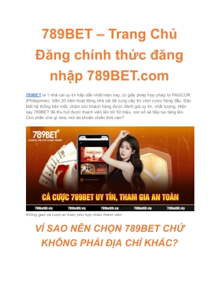 789BET – Trang Chủ Đăng chính thức đăng nhập 789BET