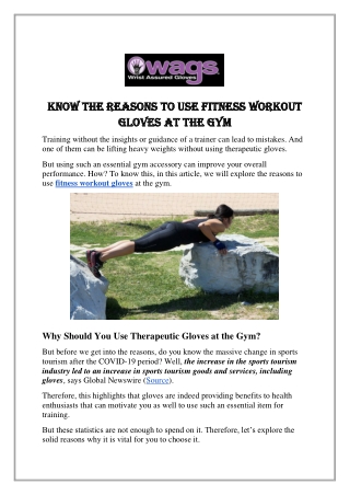 Know the Reasons to Use Fitness Workout Gloves at the Gym