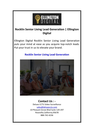 Rocklin Senior Living Lead Generation  Ellington Digital