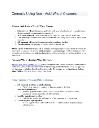 Correctly Using Non - Acidic Wheel Cleaners