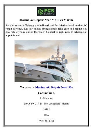 Marine Ac Repair Near Me   Fcs Marine
