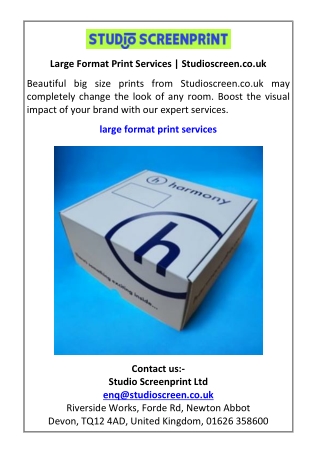 Large Format Print Services Studioscreen.co.uk