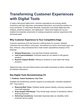 Transforming Customer Experiences with Digital Tools