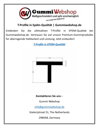 T-Profile in Epdm-Qualität Gummiwebshop.de