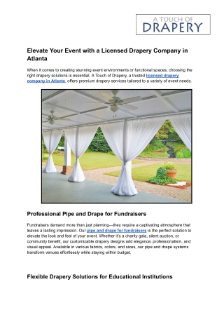 Licensed Drapery Company in Atlanta, Pipe and Drape for Fundraisers, Pipe and Drape for Educational Institutions
