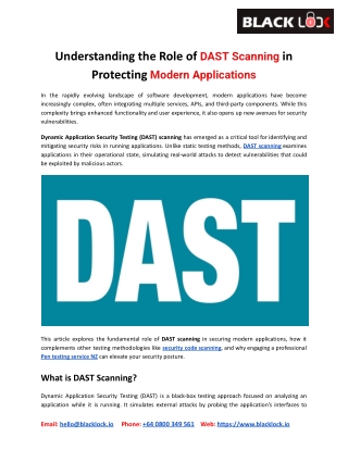 Understanding the Role of DAST Scanning in Protecting Modern Applications