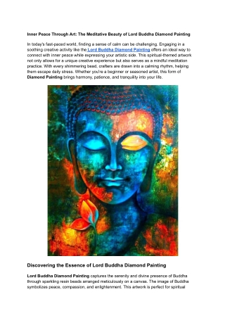 Inner Peace Through Art_ The Meditative Beauty of Lord Buddha Diamond Painting