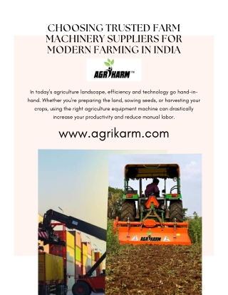 Buy Agriculture Equipment Machines Online – Trusted Farm Machinery Suppliers in India  Agrikarm