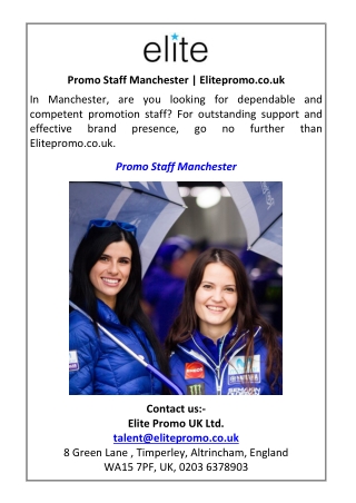 Promo Staff Manchester Elitepromo.co.uk