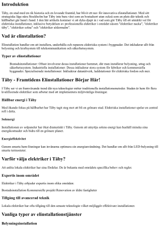 Täby - Framtidens Elinstallationer Börjar Här!