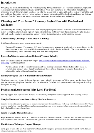 Unfaithful and Trust Issues? Recovery Starts Here with Expert Guidance