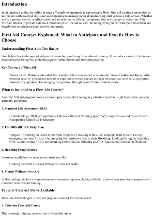 First Aid Courses Explained: What to Anticipate and Exactly How to Select