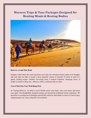 Morocco Trips & Tour Packages Designed for Healing Minds & Resting Bodies