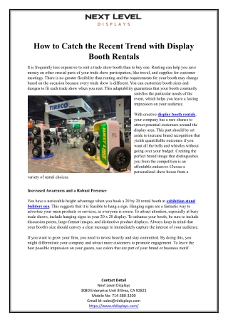 How to Catch the Recent Trend with Display Booth Rentals