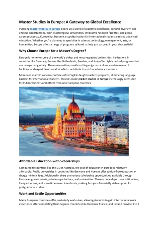 master studies in europe