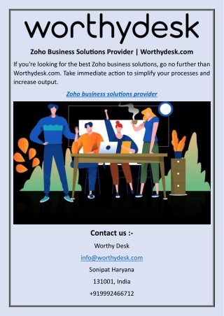 Zoho Business Solutions Provider  Worthydesk.com